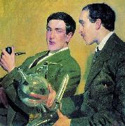 Boris Kustodiev Kapitsa and Semenov painting